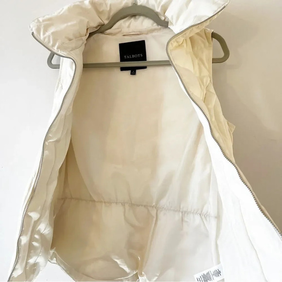 Talbots Off White Down Filled Puffer Vest Size Small Zip Front Winter Wear Ski - Picture 6 of 7